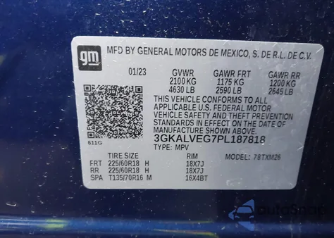 2023 GMC Terrain Awd Slt z USA, uszkodzony, nr VIN 3GKALVEG7PL187818